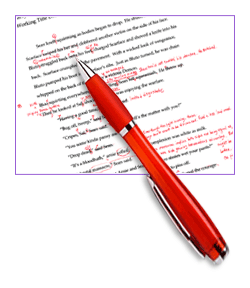 manuscript with red pen