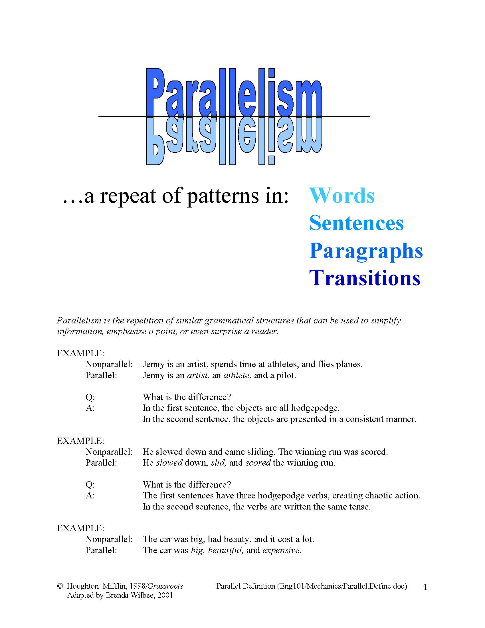 Image of Parallelism Handout